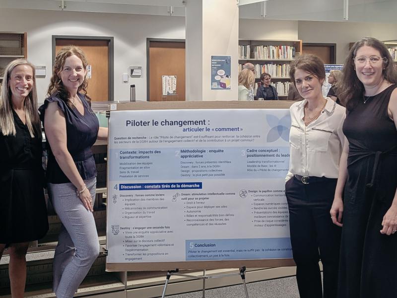 Véronique Laflamme, Véronique Morin, Elizabeth Jolicoeur et Annie-Claude Dalcourt, Nom du projet : Renforcer la cohésion entre les secteurs DG - RH, Ministère des Transports et de la Mobilité durable