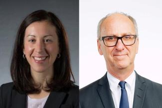 Emblèmes de la cohorte Tremblay-Wilhelmy : Christiane Fox et Gilbert Charland